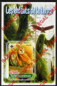 Central African Republic 2005 Young Animals Owls Illegal Stamp Souvenir Sheet of 1