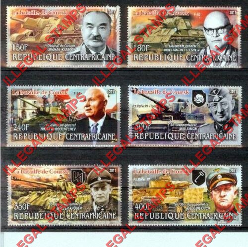 Central African Republic 2011 Battle of Koursk Illegal Stamp Set of 6