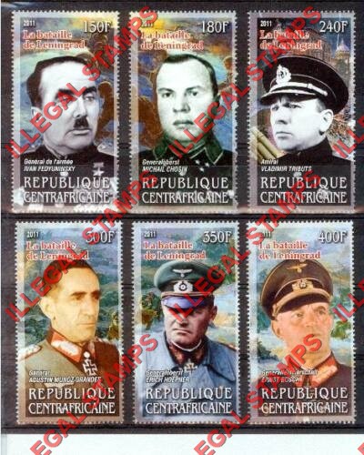 Central African Republic 2011 Battle of Leningrad Illegal Stamp Set of 6