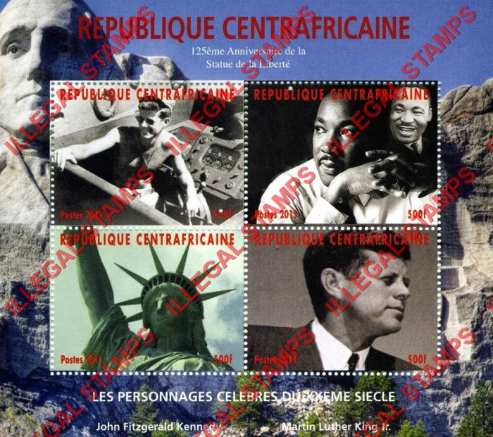 Central African Republic 2011 Celebrites of the 20th Century Illegal Stamp Souvenir Sheet of 4