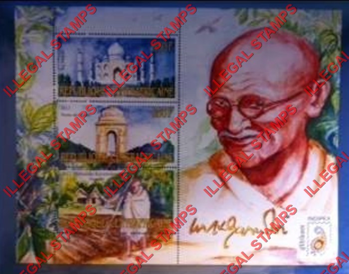 Central African Republic 2011 Gandhi Illegal Stamp Souvenir Sheet of 3