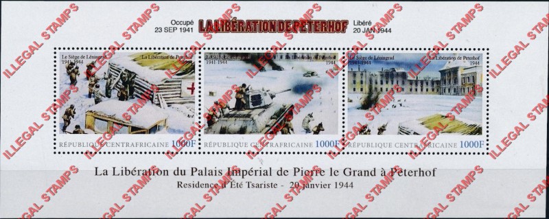 Central African Republic 2011 Siege of Leningrad Illegal Stamp Souvenir Sheet of 3 (Sheet 1)