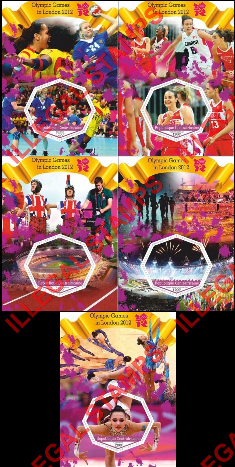 Central African Republic 2012 Olympic Games in London (different) Illegal Stamp Souvenir Sheets of 1 (Part 2)