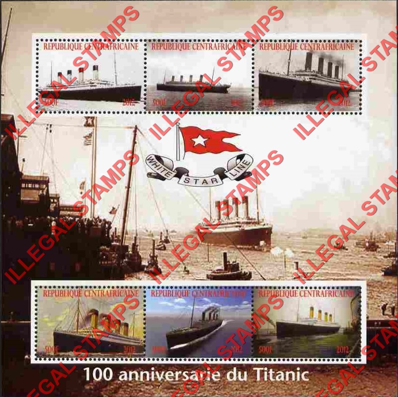 Central African Republic 2012 The Titanic Illegal Stamp Souvenir Sheet of 6