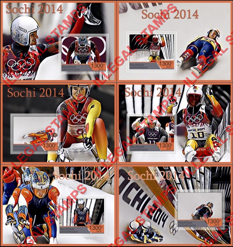 Central African Republic 2014 Olympic Games in Sochi Luge Illegal Stamp Souvenir Sheets of 1