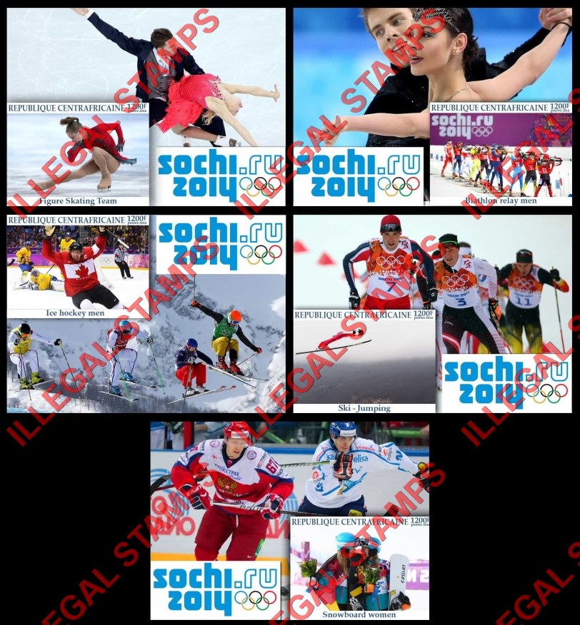 Central African Republic 2014 Olympic Games in Sochi Illegal Stamp Souvenir Sheets of 1