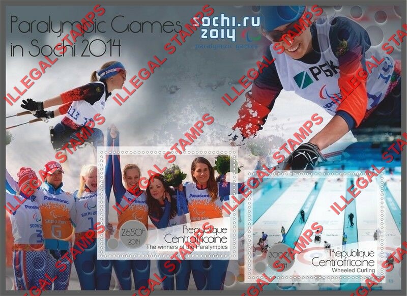 Central African Republic 2014 Paralympic Games in Sochi Illegal Stamp Souvenir Sheet of 2