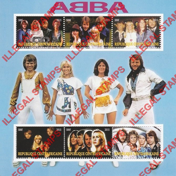 Central African Republic 2015 ABBA Illegal Stamp Souvenir Sheet of 6