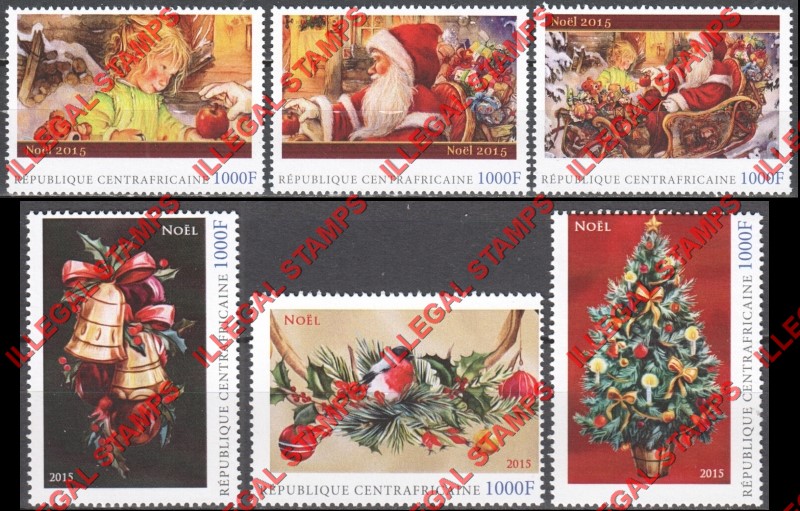 Central African Republic 2015 Christmas Illegal Single Stamp Sets of 3