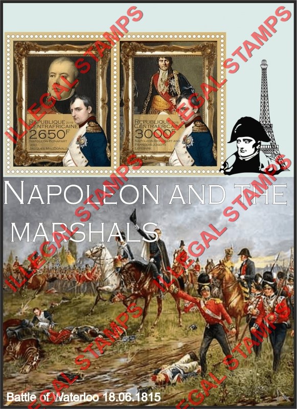 Central African Republic 2015 Napoleon and the Marshals Illegal Stamp Souvenir Sheet of 2