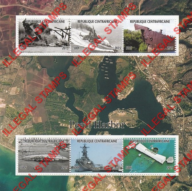 Central African Republic 2015 Pearl Harbor Illegal Stamp Souvenir Sheet of 6