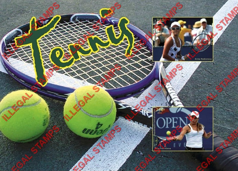 Central African Republic 2015 Tennis Players Women's Tennis Illegal Stamp Souvenir Sheet of 2