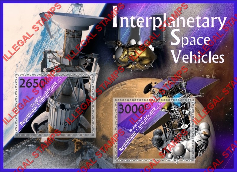 Central African Republic 2016 Space Interplanetary Space Vehicles Illegal Stamp Souvenir Sheet of 2