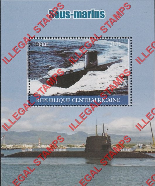 Central African Republic 2016 Submarines Illegal Stamp Souvenir Sheet of 1