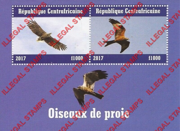 Central African Republic 2017 Birds of Prey Illegal Stamp Souvenir Sheet of 2 (Sheet 2)