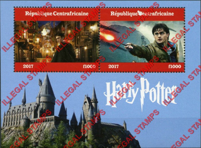 Central African Republic 2017 Harry Potter Illegal Stamp Souvenir Sheet of 2 (Sheet 1)