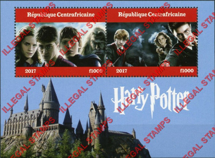 Central African Republic 2017 Harry Potter Illegal Stamp Souvenir Sheet of 2 (Sheet 2)