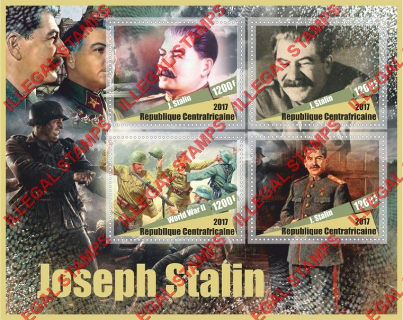 Central African Republic 2017 Joseph Stalin Illegal Stamp Souvenir Sheet of 4