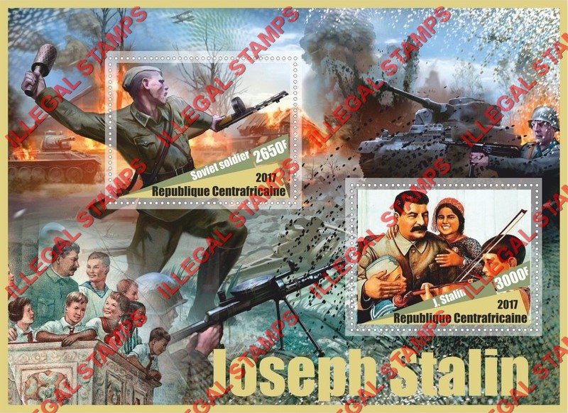 Central African Republic 2017 Joseph Stalin Illegal Stamp Souvenir Sheet of 2