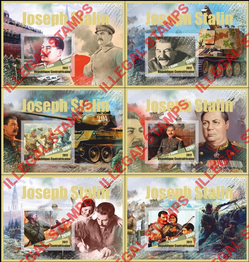 Central African Republic 2017 Joseph Stalin Illegal Stamp Souvenir Sheets of 1