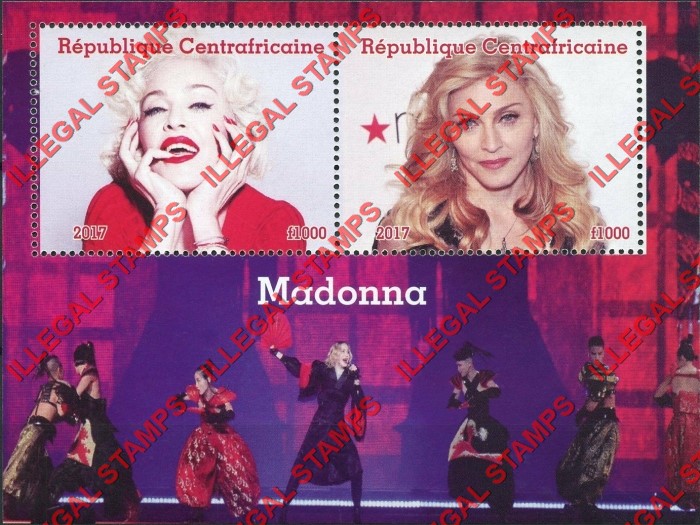Central African Republic 2017 Madonna Illegal Stamp Souvenir Sheet of 2