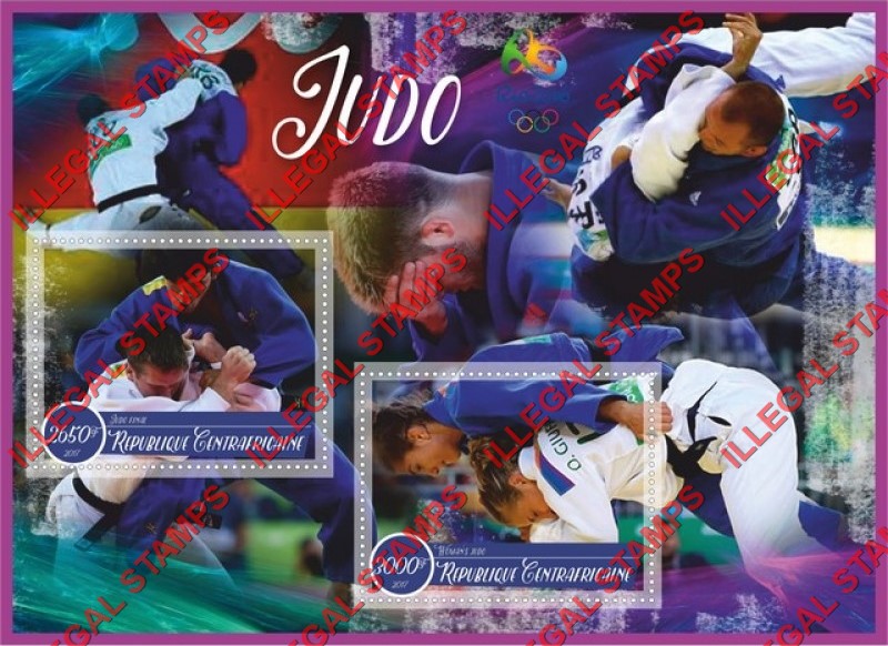 Central African Republic 2017 Olympic Games in Rio in 2016 Judo Illegal Stamp Souvenir Sheet of 2