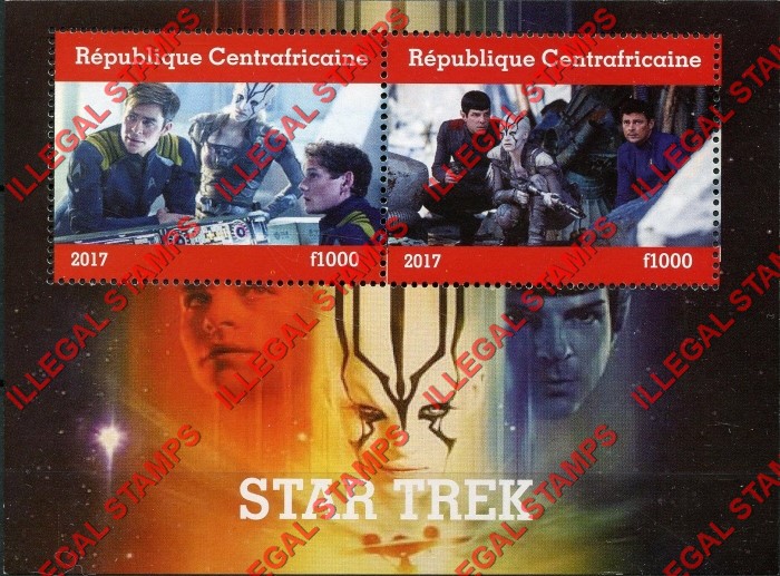 Central African Republic 2017 Star Trek Illegal Stamp Souvenir Sheet of 2