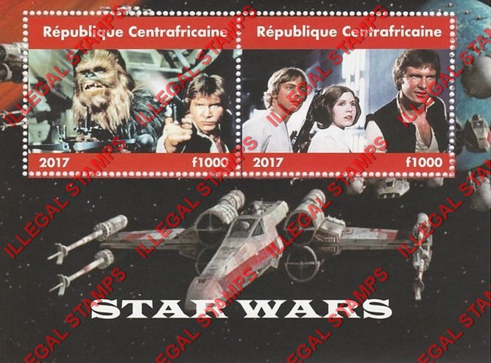Central African Republic 2017 Star Wars Illegal Stamp Souvenir Sheet of 2 (Sheet 1)
