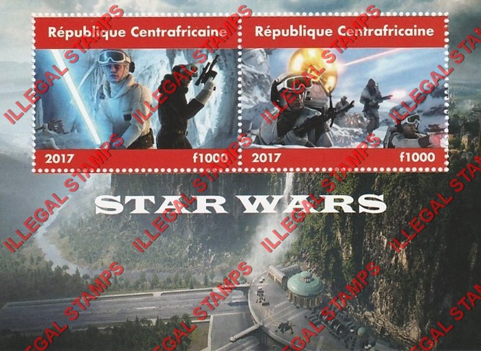 Central African Republic 2017 Star Wars Illegal Stamp Souvenir Sheet of 2 (Sheet 2)