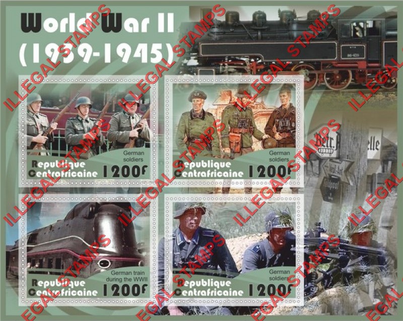 Central African Republic 2017 World War II German Soldiers Illegal Stamp Souvenir Sheet of 4