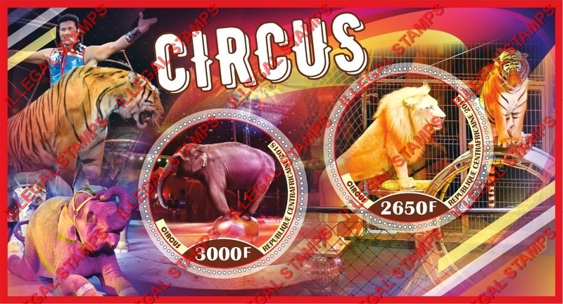 Central African Republic 2018 Circus Illegal Stamp Souvenir Sheet of 2