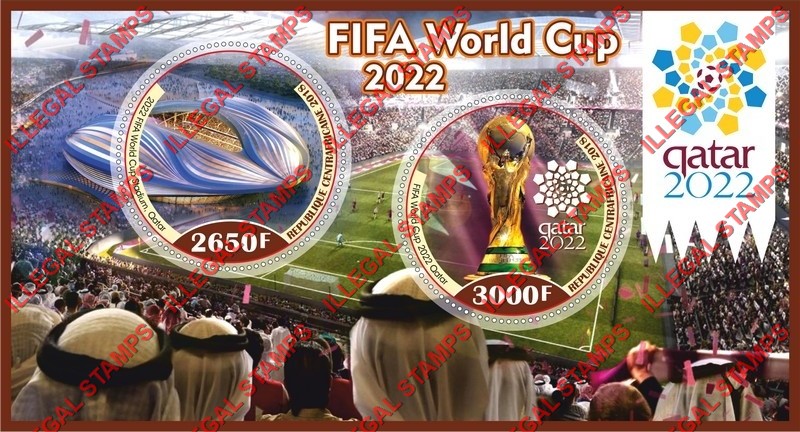 Central African Republic 2018 FIFA World Cup Soccer in Qatar in 2022 Illegal Stamp Souvenir Sheet of 2