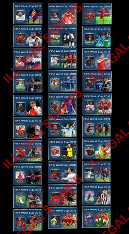 Central African Republic 2018 FIFA World Cup Soccer in Russia (different) Illegal Stamp Souvenir Sheets of 1