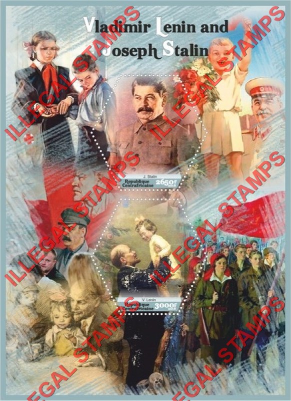 Central African Republic 2018 Lenin and Stalin Illegal Stamp Souvenir Sheet of 2