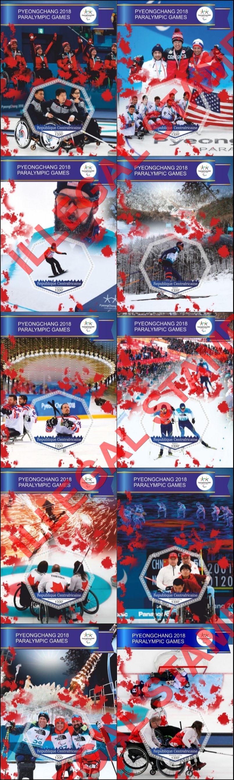 Central African Republic 2018 Paralympic Games in PyeongChang Illegal Stamp Souvenir Sheets of 1