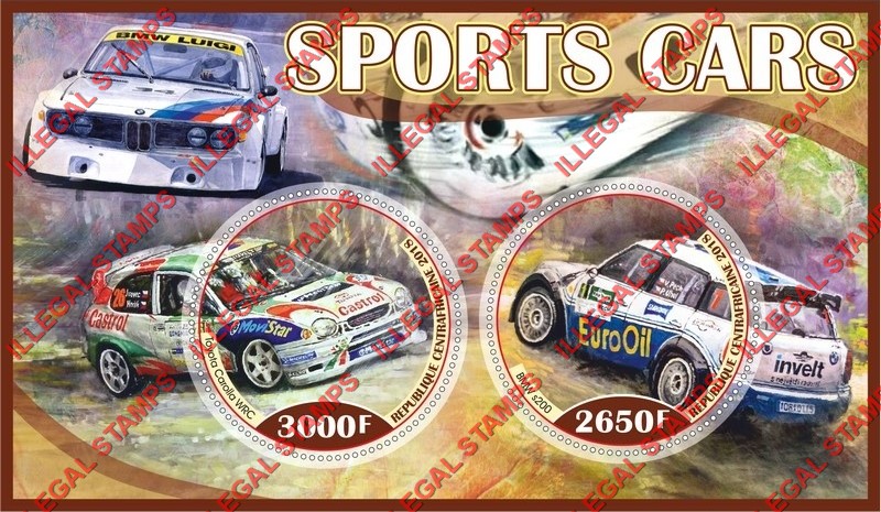 Central African Republic 2018 Sports Cars Illegal Stamp Souvenir Sheet of 2