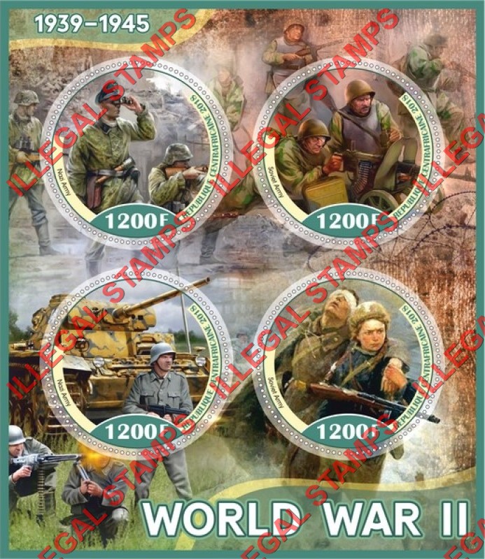 Central African Republic 2018 World War II Illegal Stamp Souvenir Sheet of 4
