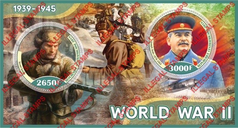 Central African Republic 2018 World War II Illegal Stamp Souvenir Sheet of 2