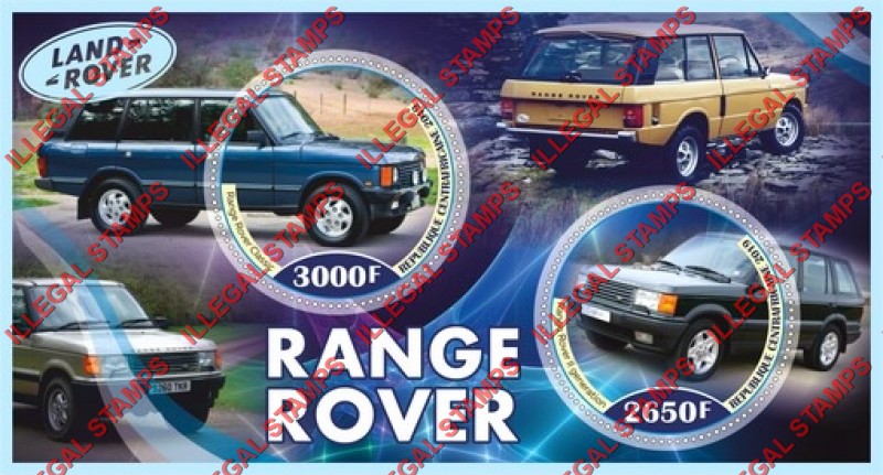 Central African Republic 2019 Land Rover Range Rover Illegal Stamp Souvenir Sheet of 2