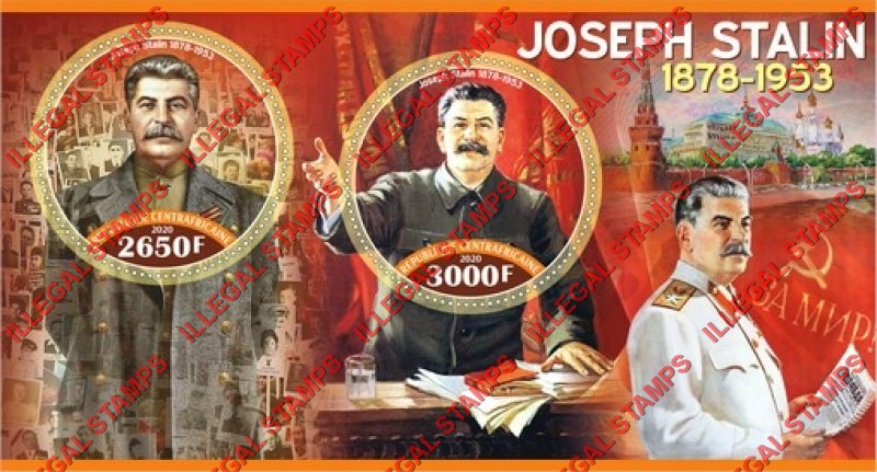 Central African Republic 2020 Joseph Stalin (different a) Illegal Stamp Souvenir Sheet of 2