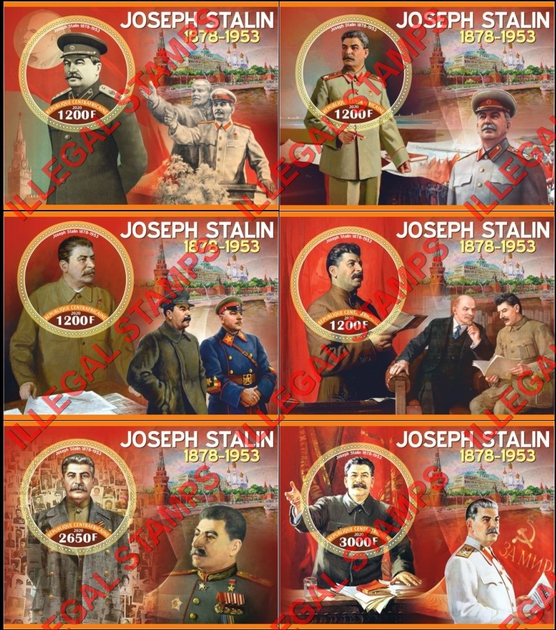 Central African Republic 2020 Joseph Stalin (different a) Illegal Stamp Souvenir Sheets of 1
