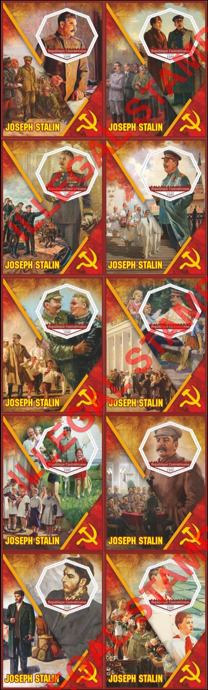 Central African Republic 2020 Joseph Stalin Illegal Stamp Souvenir Sheets of 1