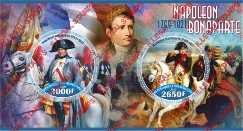 Central African Republic 2020 Napoleon Bonaparte (different) Illegal Stamp Souvenir Sheet of 2