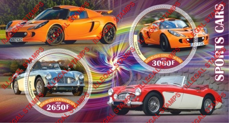 Central African Republic 2020 Sports Cars Illegal Stamp Souvenir Sheet of 2