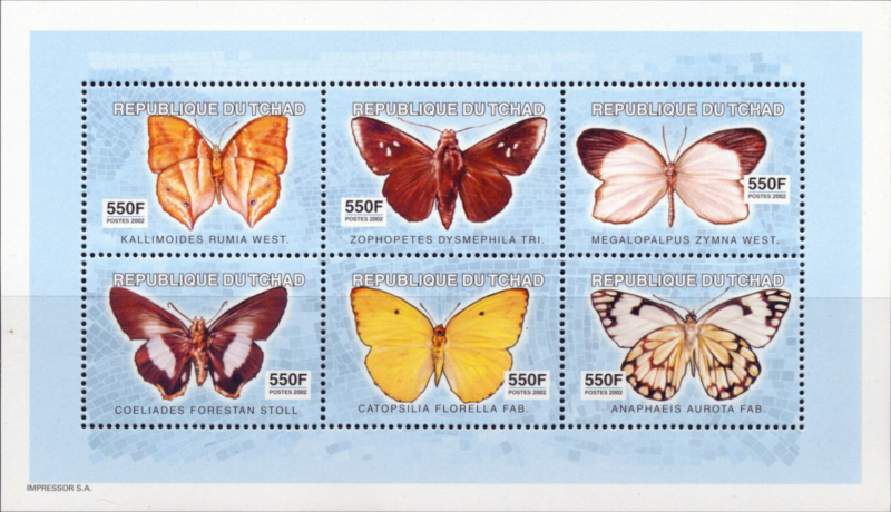 Chad 2003 Butterflies Souvenir Sheet of 6 Scott Number 968
