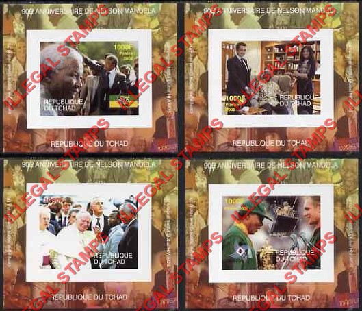 Chad 2008 Nelson Mandela 90th Anniversary Illegal Stamps in Deluxe Souvenir Sheets of 1