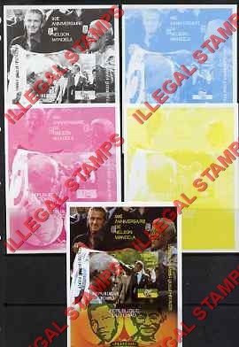 Chad 2008 Nelson Mandela 90th Anniversary Illegal Stamps in Souvenir Sheet of 1 Color Proof Set