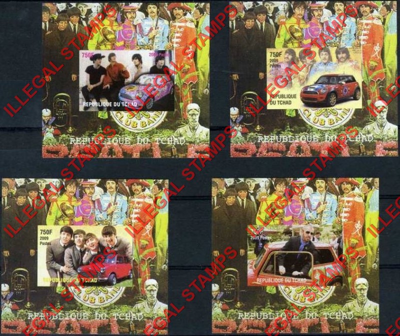 Chad 2009 The Beatles 50th Anniversary of the Mini Cooper Illegal Stamps in Deluxe Souvenir Sheets of 1