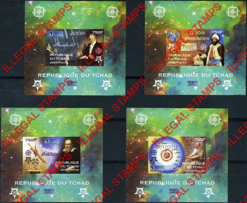 Chad 2009 EUROPA and The Year of Astronomy Illegal Stamps in Deluxe Souvenir Sheets of 1