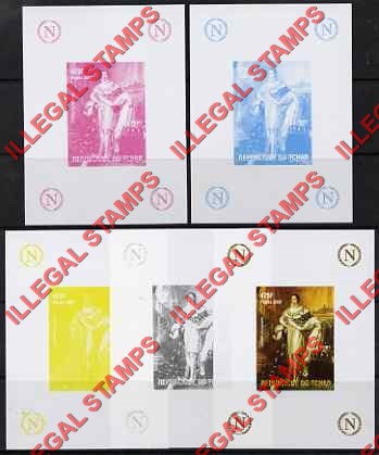 Chad 2009 Napoleon and Chess Illegal Stamps in Deluxe Souvenir Sheet of 1 Color Proof Set
